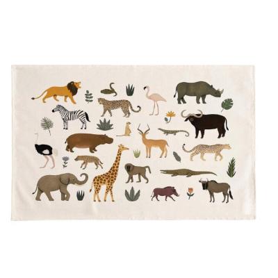 Ins style canvas cartoon letter animal map hanging cloth tapestry wall decoration painting