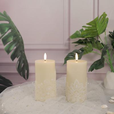 LS3D038 Beautiful design led artificial flickering flameless candle light moving wick led candles