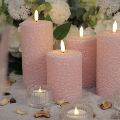 LS3D031 Good quality moving flame candle birthday party pink led candle for decoration