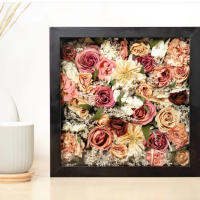 DFF006 Dried Flowers Black Shadow Box for Gift